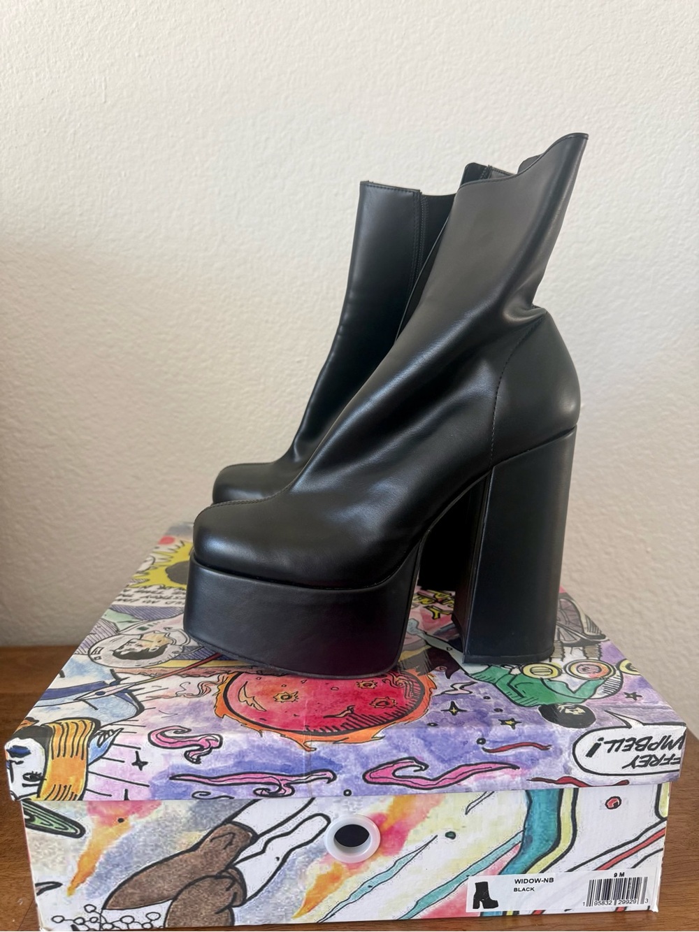 Jeffrey Campbell Black Platform Ankle Boots